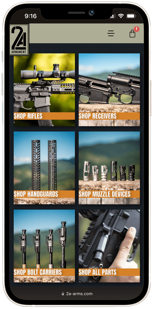 2A Armament ecommerce category pages