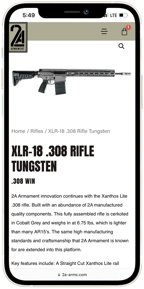 2A Armament rifle product page