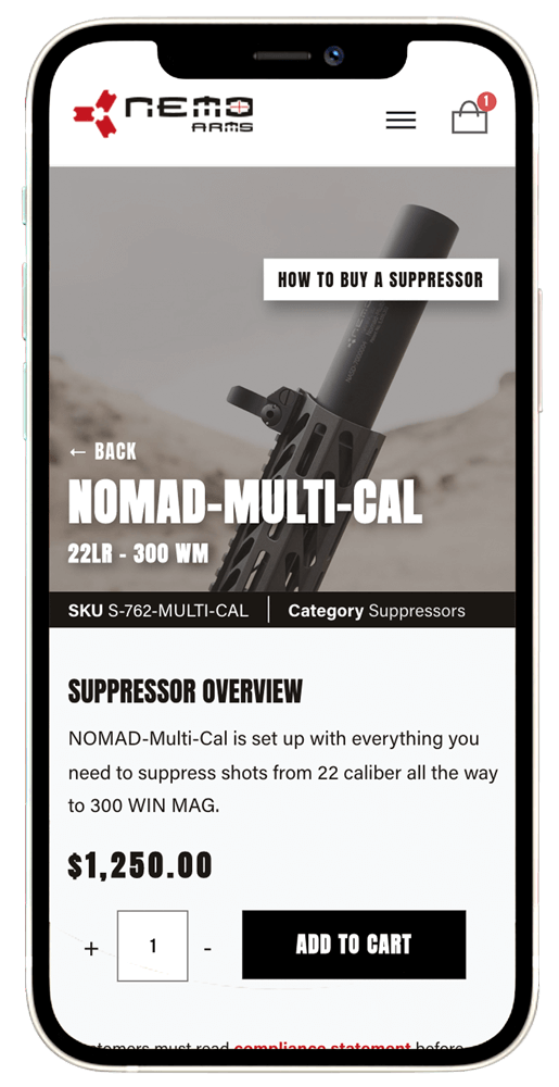 Nemo Arms suppressor mobile product page